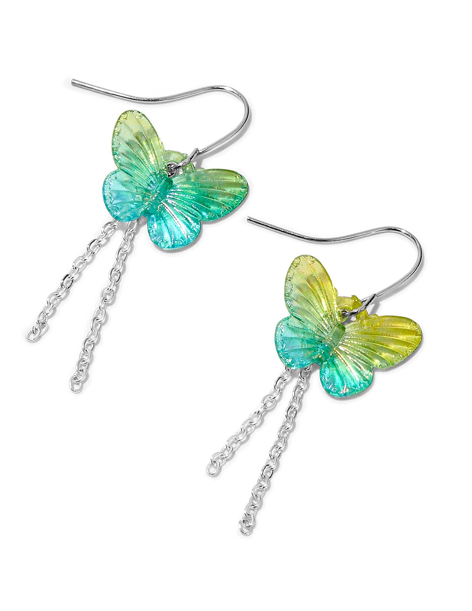 Aretes largos de mariposa con acabado mate Aretes largos de mariposa con acabado mate